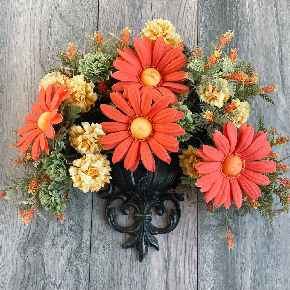 Vintage wall sconce & flowers SOLD